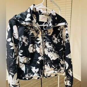 Ashley By 26 International Black and White Floral Bomber Jacket